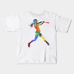Girl Softball Player Kids T-Shirt